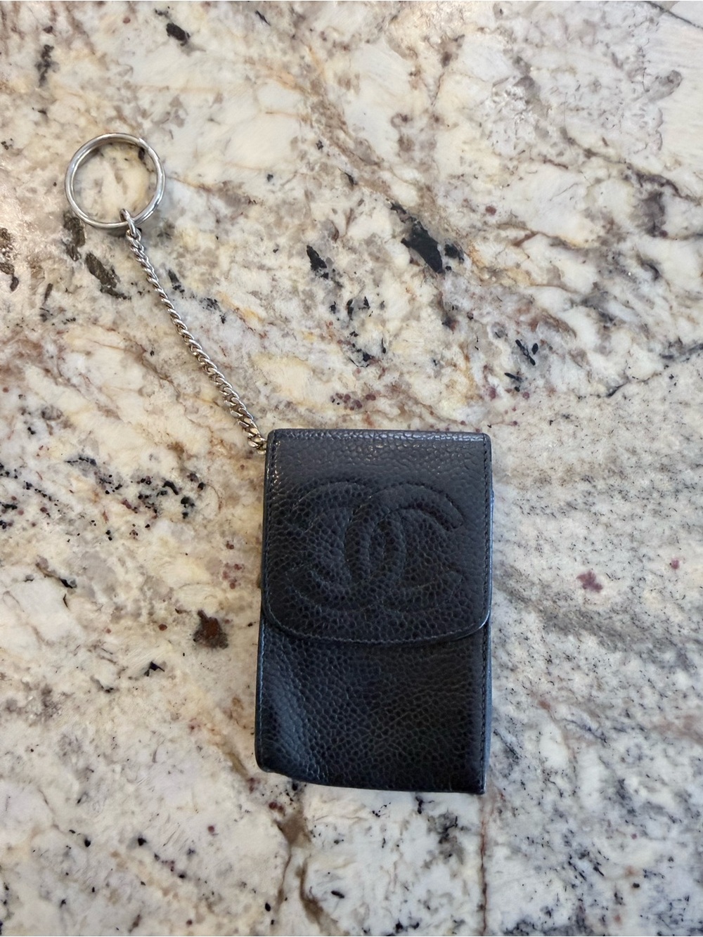 Chanel Black Leather Keychain Cles